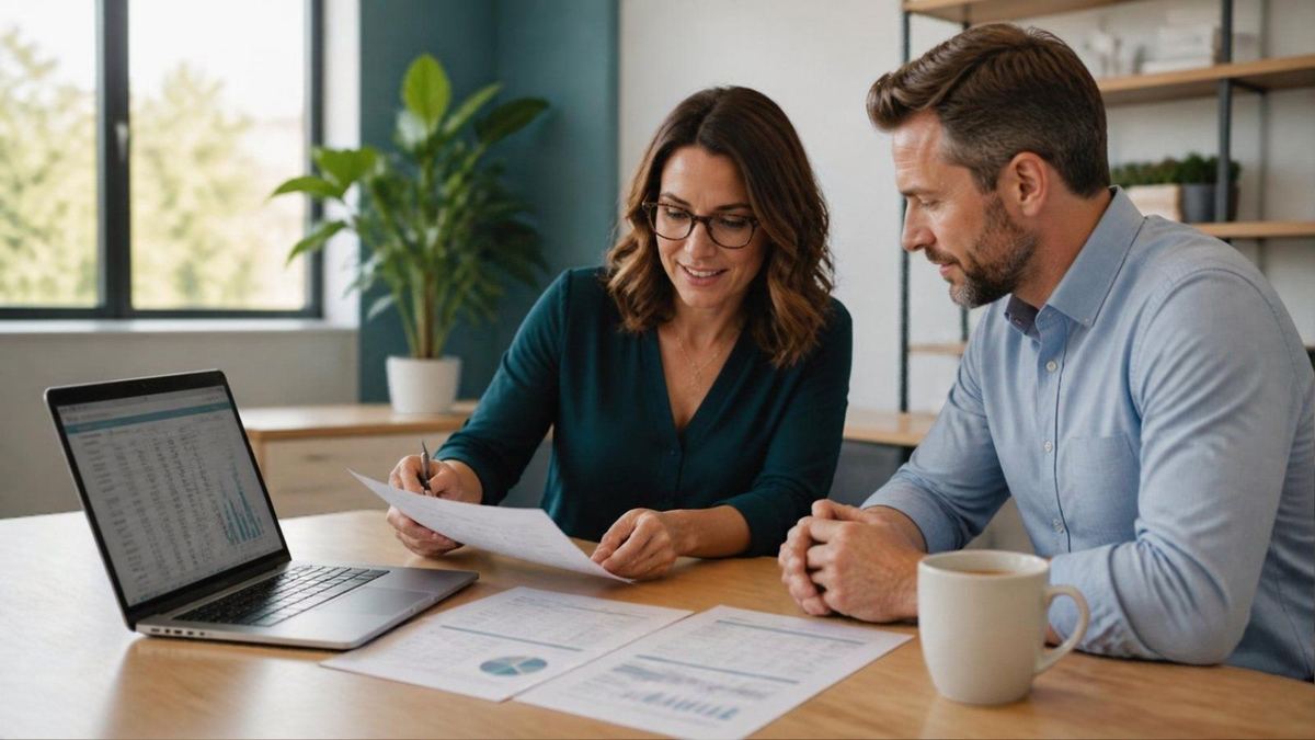 An accountant reviewing financial statements with a business owner